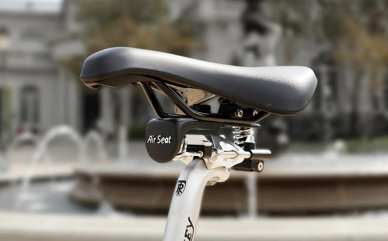 Fahrradsattel mit innovativem Air Seat Federungssystem, Nahaufnahme draußen