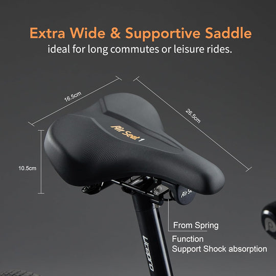 Air Seat 1 AFT Feder-Sattel – Komfortabler breiter Fahrradkissen für Stadt