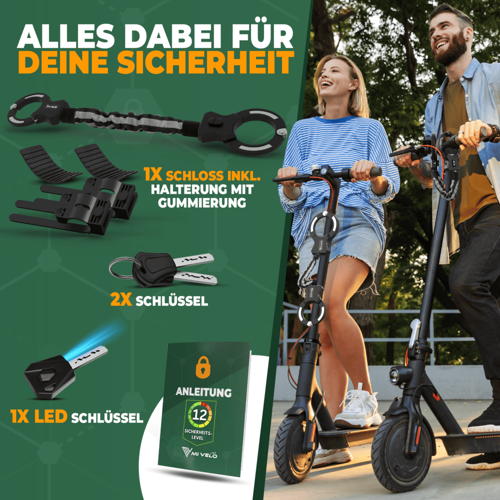 Stabiles Handschellenschloss für E-Scooter & Fahrrad