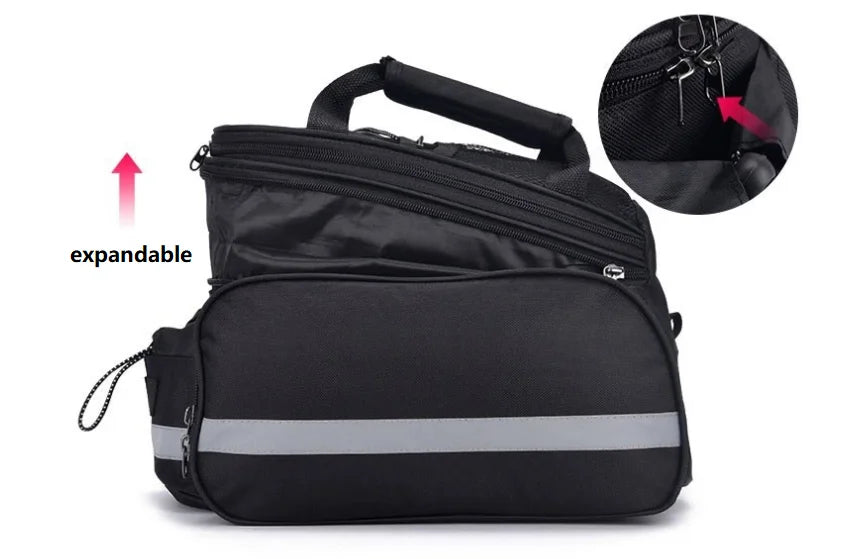 Robuste, vielseitige, wasserdichte 27 L Fahrradträgertasche – erweiterbar, reflektierend, Regenabdeckung