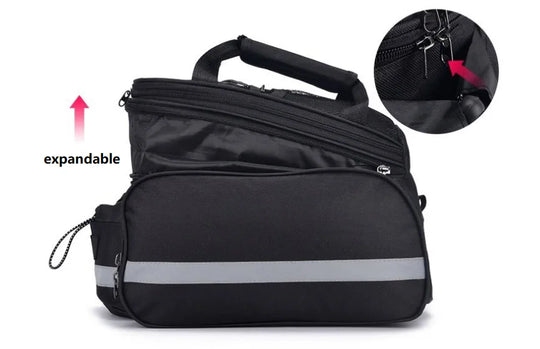 Robuste, vielseitige, wasserdichte 27 L Fahrradträgertasche – erweiterbar, reflektierend, Regenabdeckung