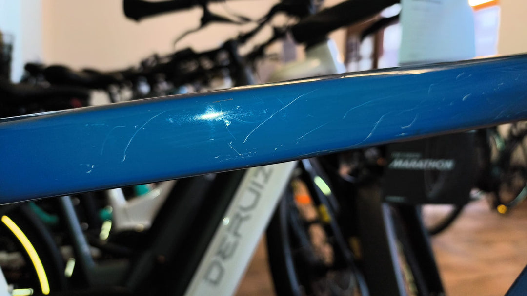 rennrad vorführmodell Deruiz Turmali E-Bike mit Riemen in blau - gebrauchtes Vorführmodell