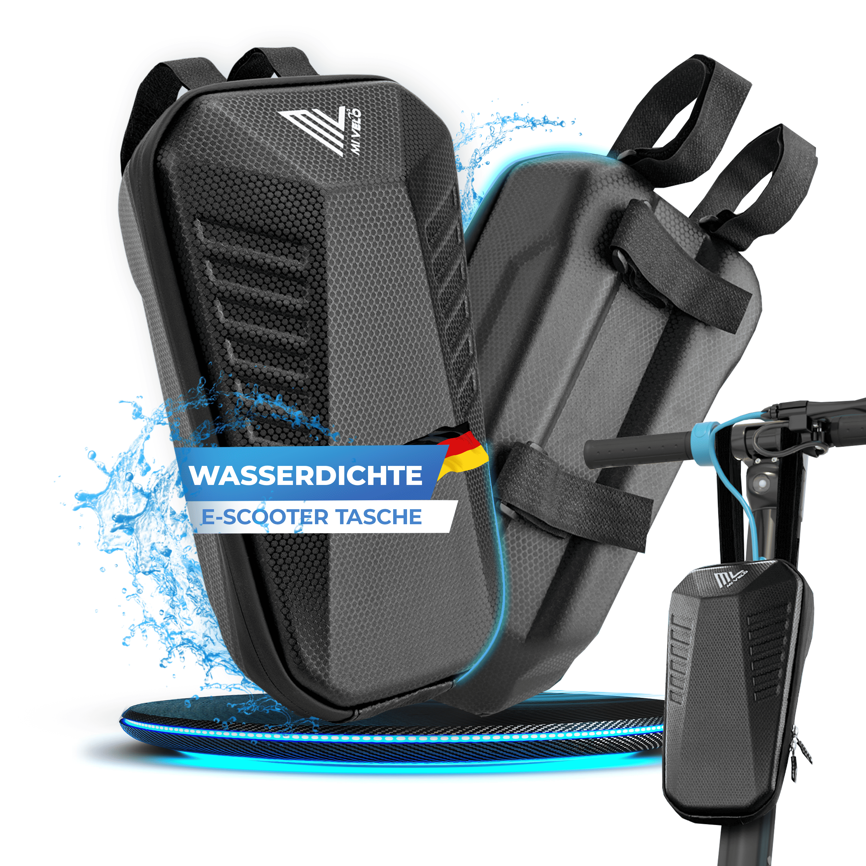 Wasserdichte E‑Scooter Tasche mit verstärktem Tragegurt und Reflektoren
