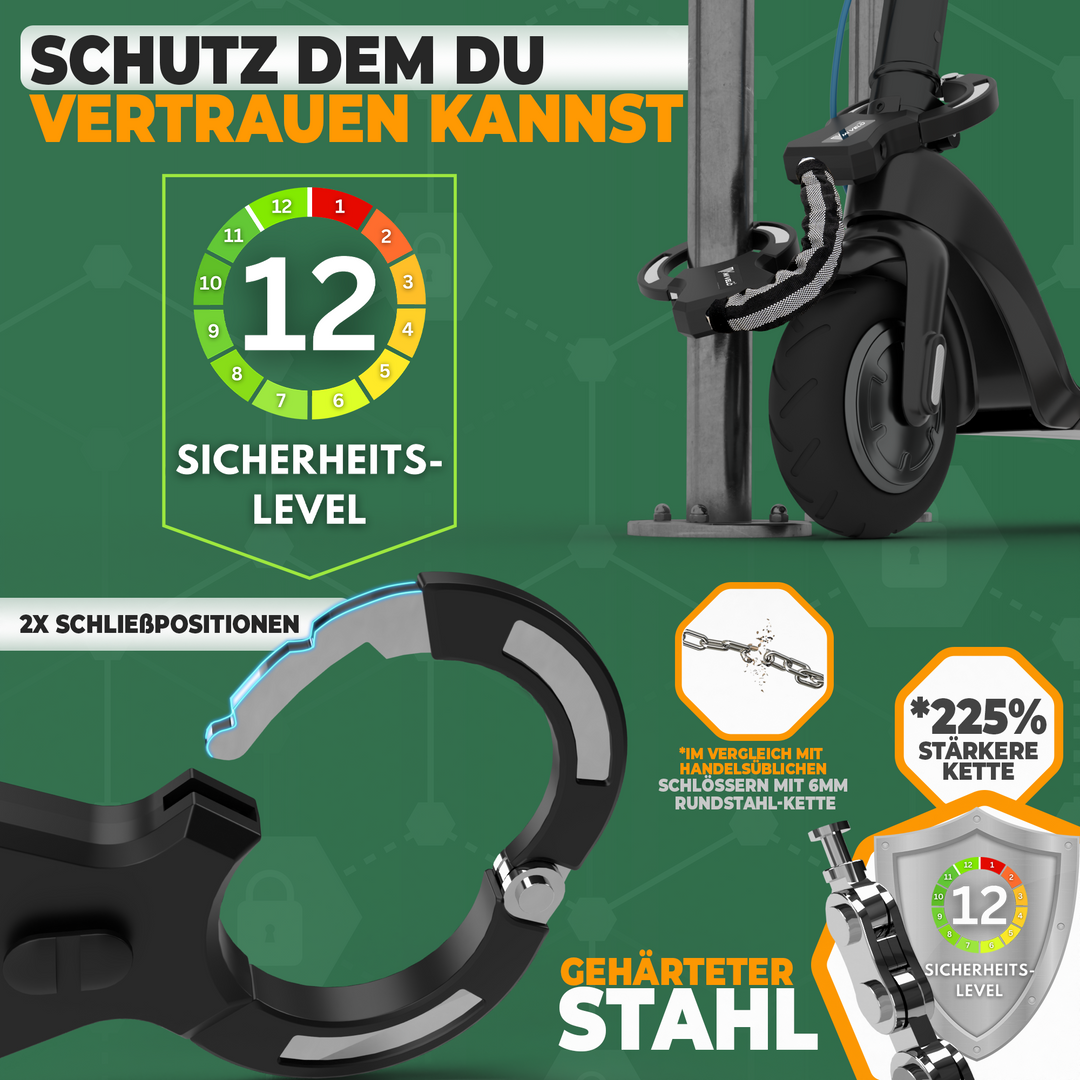 Stabiles Handschellenschloss für E-Scooter & Fahrrad