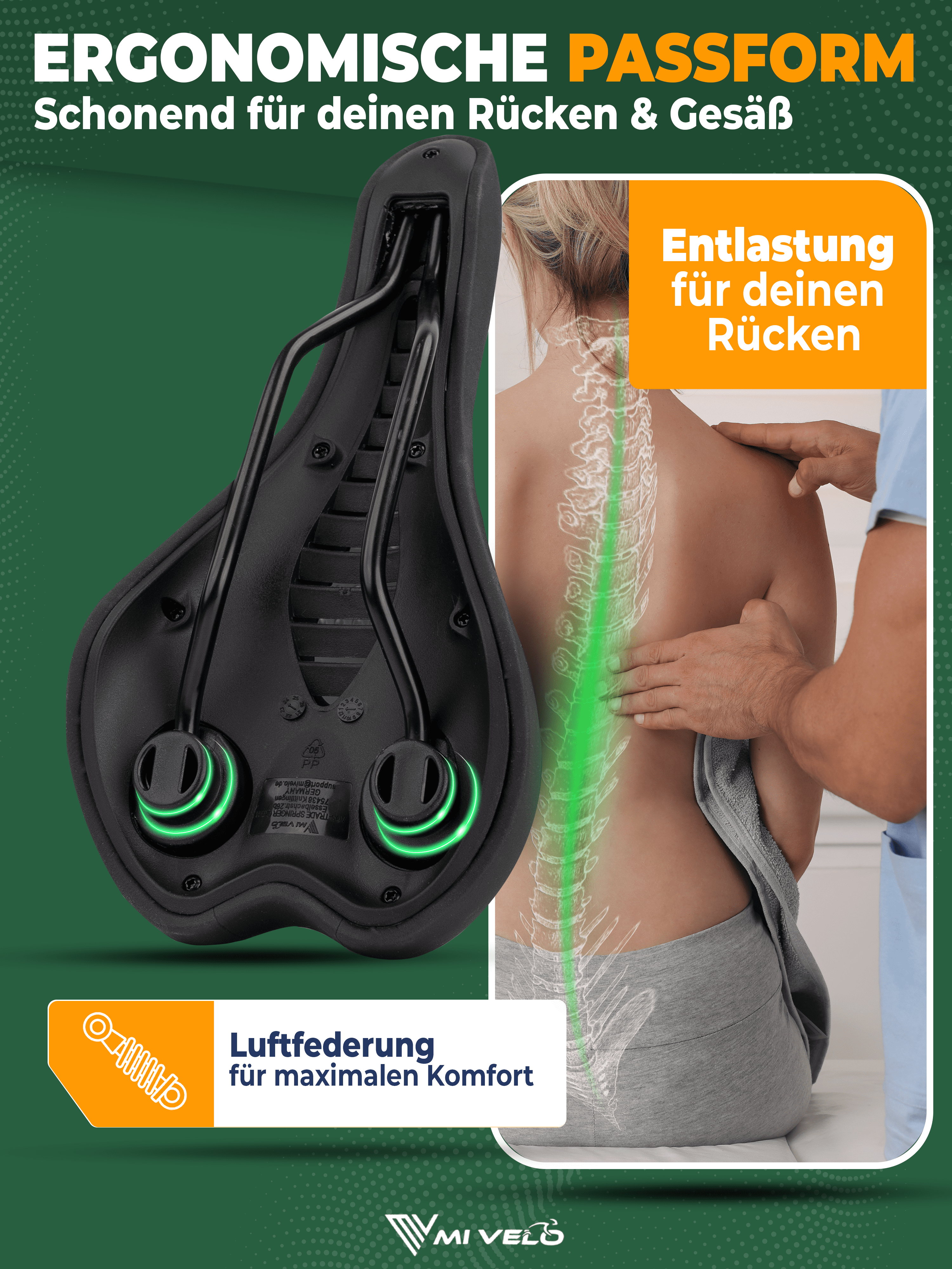 air comfort fahrradsattel MiVelo Comfort Pro MTB Sattel – Ergonomisch & Wasserdicht – MabeaMobility