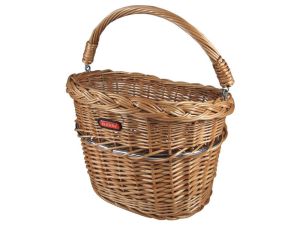 Rixenkaul KLICKfix Fahrrad Vorderradkorb aus Naturweide, klappbarer Griff, Braun