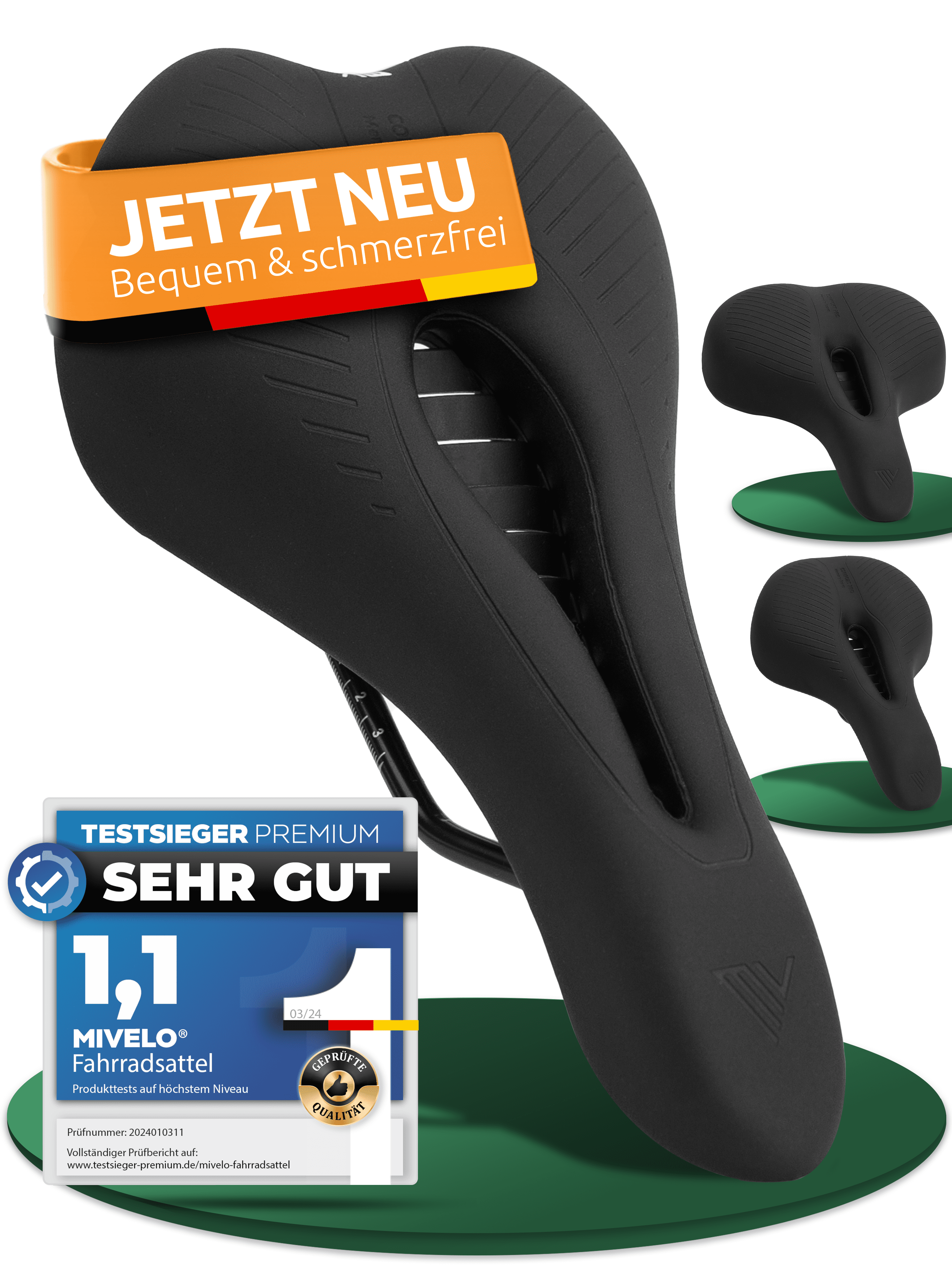 MiVelo Comfort Pro MTB Sattel – Ergonomisch & Wasserdicht – MabeaMobility